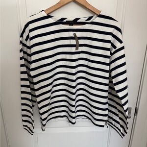 J. Crew Navy and White Striped Long Sleeve Top